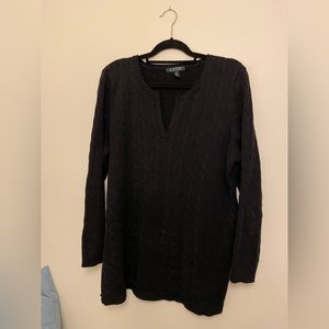 Lauren Ralph Lauren split-neck cable knit sweater - size 1X
